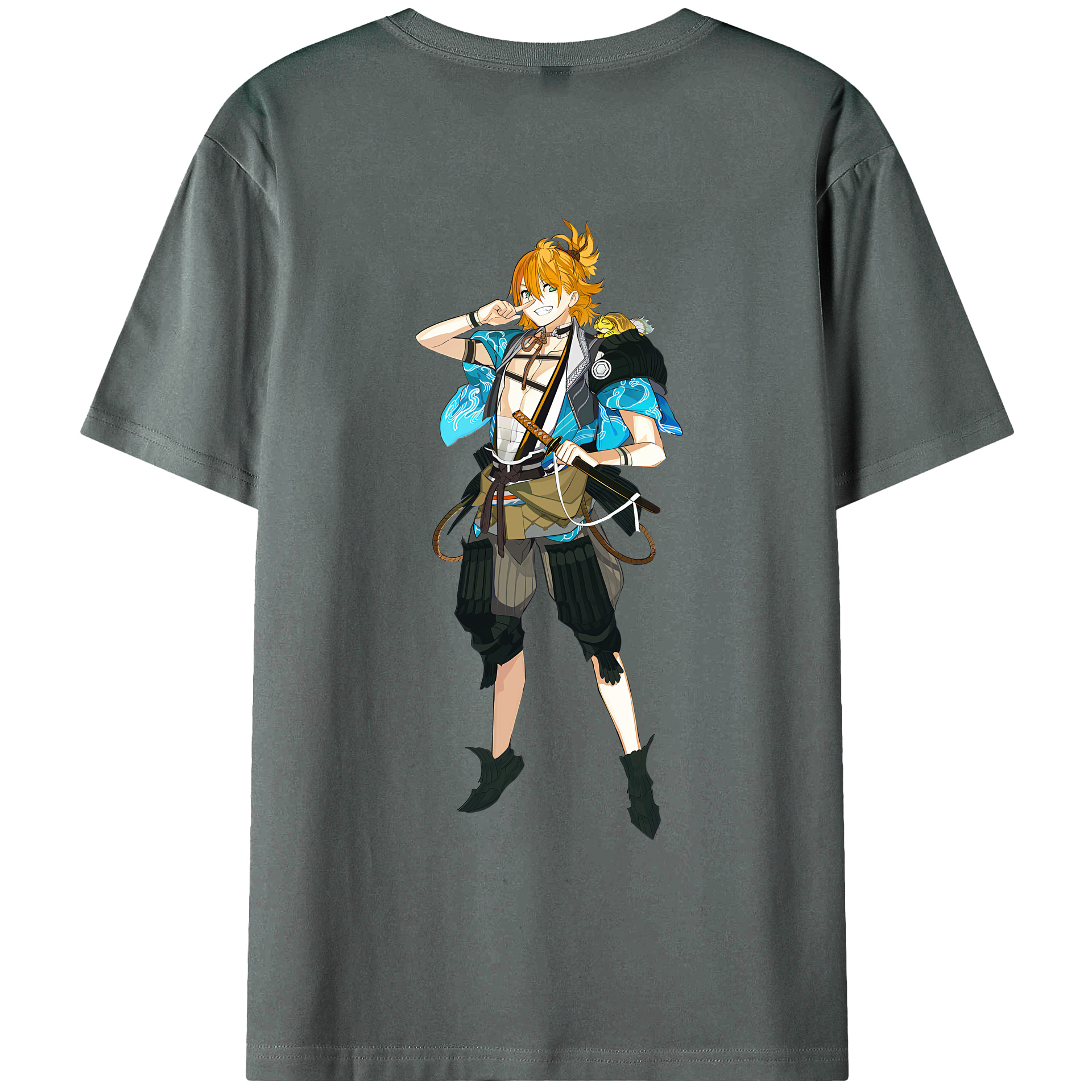 （画像用） 刀剣乱舞 Touken Ranbu 綿100％ メンズ半袖Tシャツ（バックプリント） 通気性